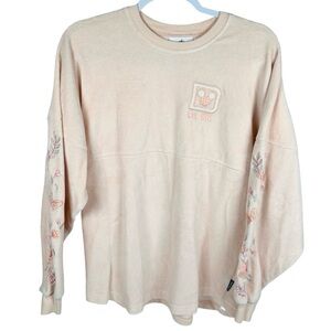 Disney Spirit Jersey Walt Disney World Peach Floral Embroidered Long Sleeve XS